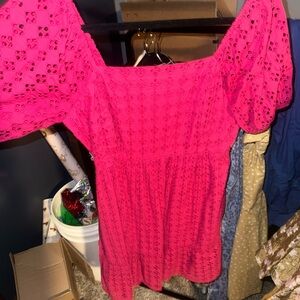 La Blanca Fuchsia Eyelet Blouse